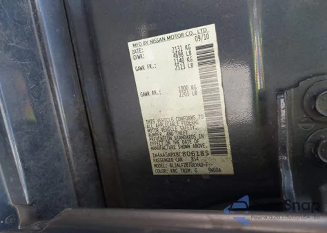 2011 Nissan Maxima 3.5 Sv z USA, uszkodzony, nr VIN 1N4AA5APXBC806185